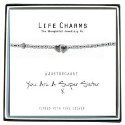 Life Charm You Are A Super Sister Silver Bracelet