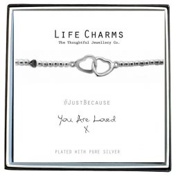 Life Charm You Are Loved Silver Hearts Bracelet