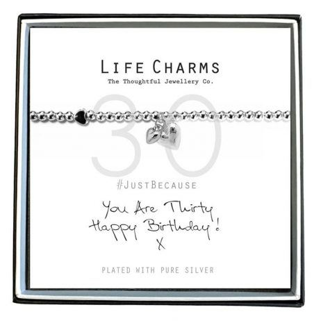 Life Charms Just Because You Are 30 Silver Hearts Bracelet
