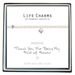 Life Charms Thank You Maid Of Honour Pearl and Heart Bracelet