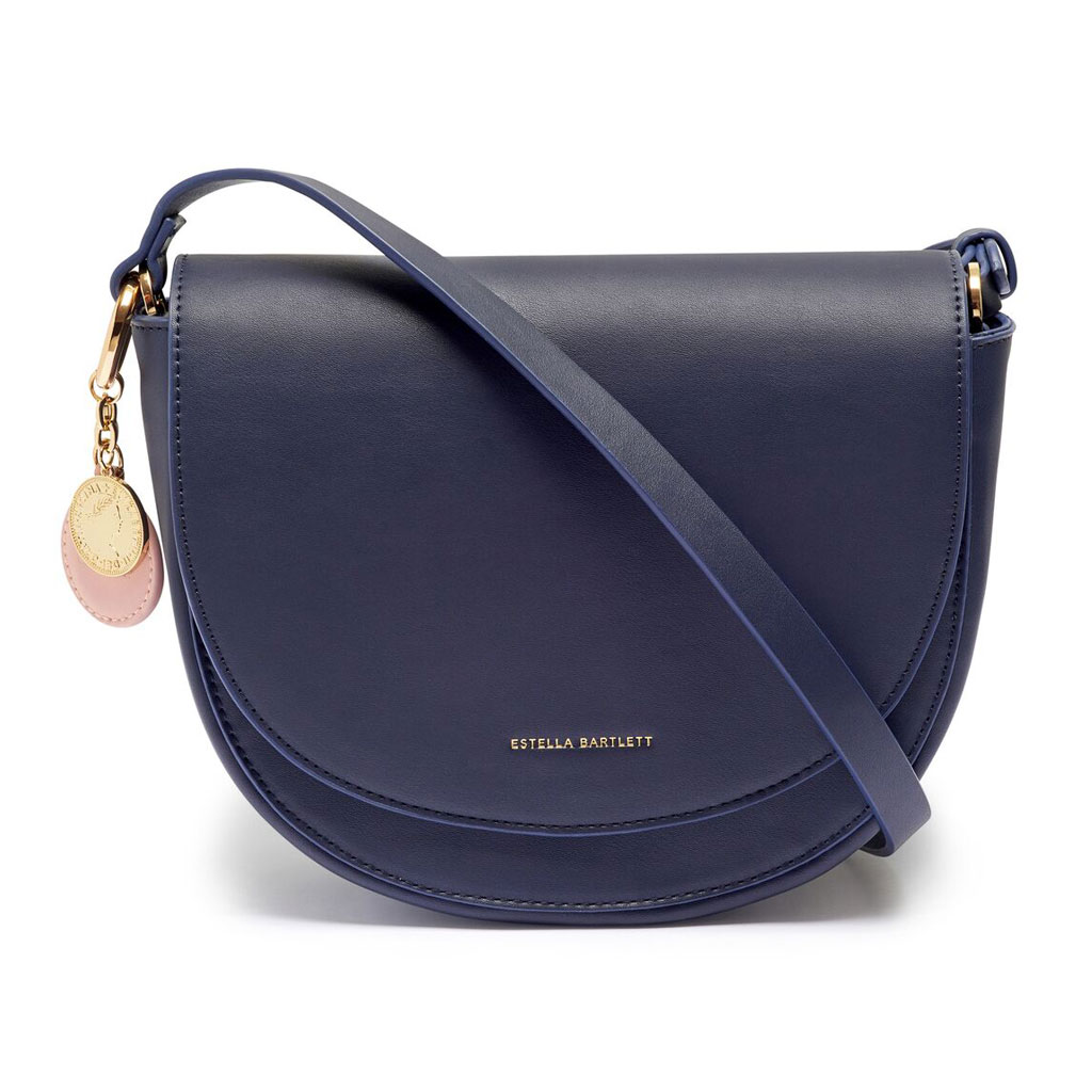 navy saddle bag
