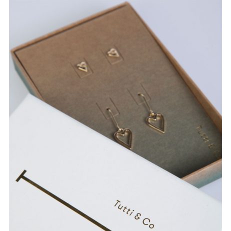 Tutti and Co Jewellery Double Earrings Heart Gift Set Gold