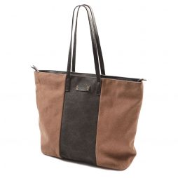 Hot Tomato Cocoa and Charcoal Stonewash Large Canvas Tote Shopper Bag