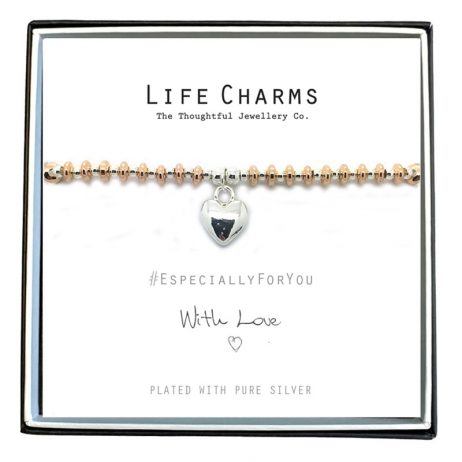 Life Charms Especially For You Silver Heart Rose Gold Bracelet