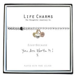Life Charm Just Because You're Worth It Silver Bracelet