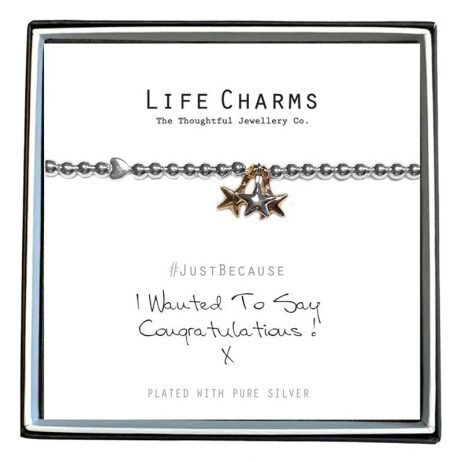 Life Charm Just Because Congratulations Silver Bracelet