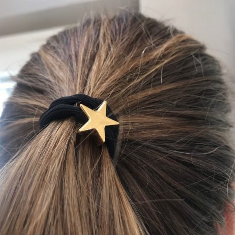 Lupe Star Charm Hair Tie Bracelet - Black Gold