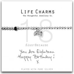 Life Charms Happy 18th Birthday Silver Hearts Bracelet