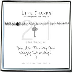 Life Charms Happy 21st Birthday Silver Key Bracelet