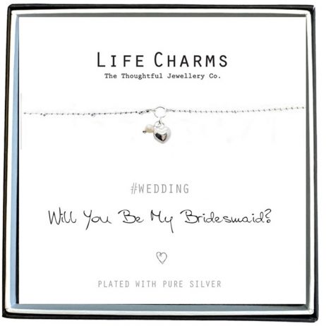 Life Charms Will You Be My Bridesmaid Silver Plated Heart Bracelet
