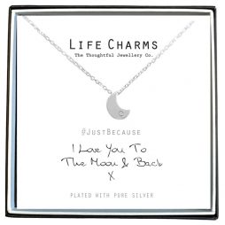 Life Charms I Love You To The Moon And Back Silver Necklace