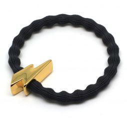 Lupe Lightning Bolt Charm Hair Tie Bracelet - Black Gold