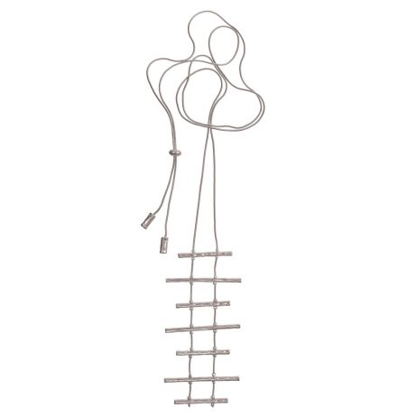 Hot Tomato Jewellery Matt Silver Baton Ladder Necklace - Adjustable