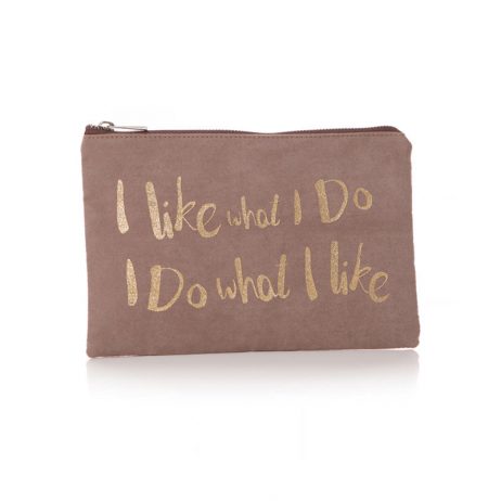 Shruti Designs Ta Da I Like Cosmetic Bag Pouch | Beige and Gold