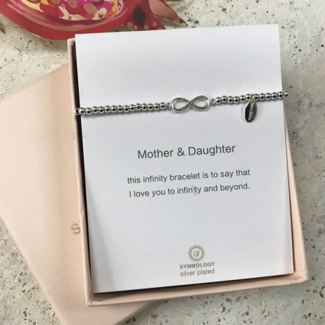 Symbology Mum & Daughter Silver Sentiment Bracelet with Infinity Charm