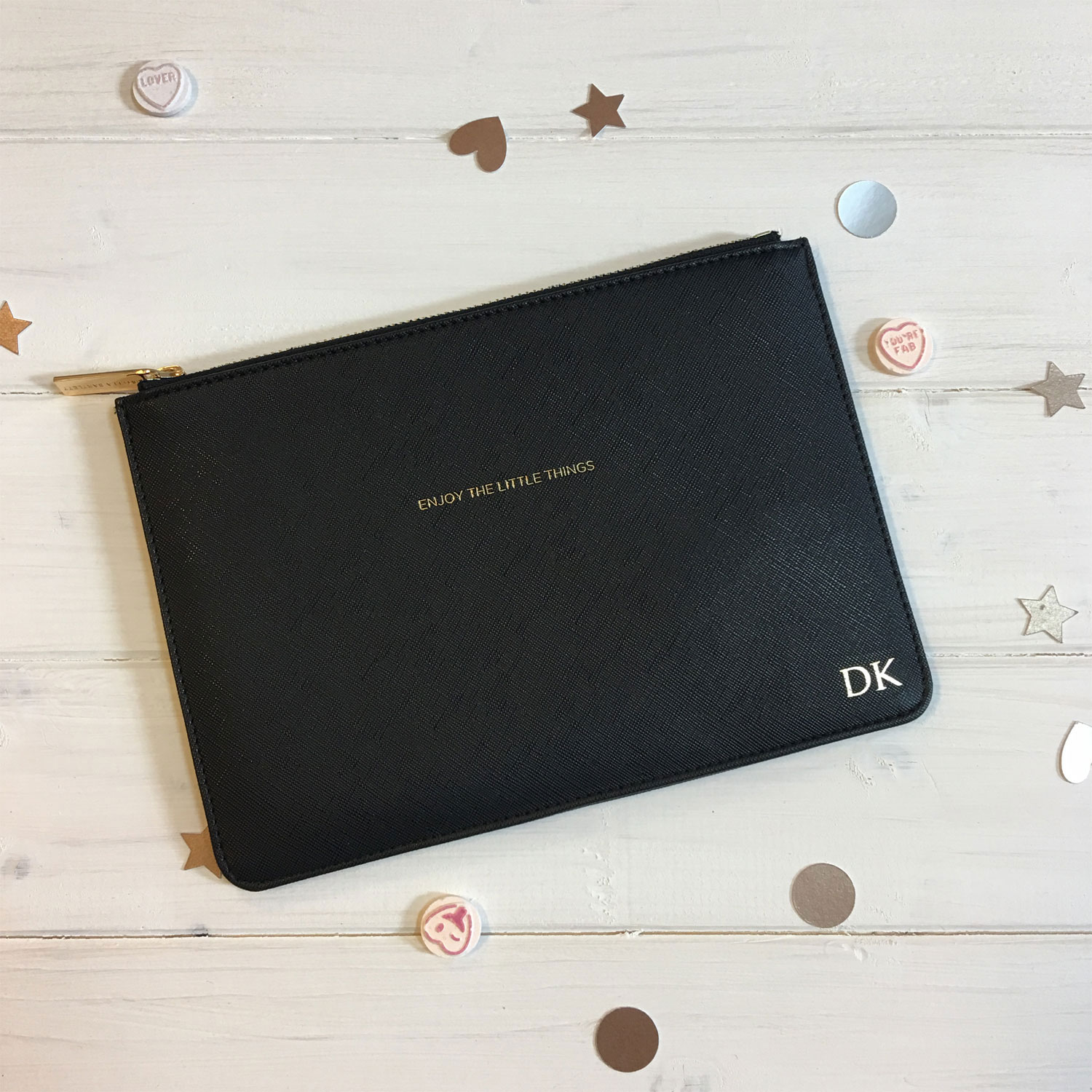 Personalised Estella Bartlett Enjoy The Little Things Black Pouch EBP2446