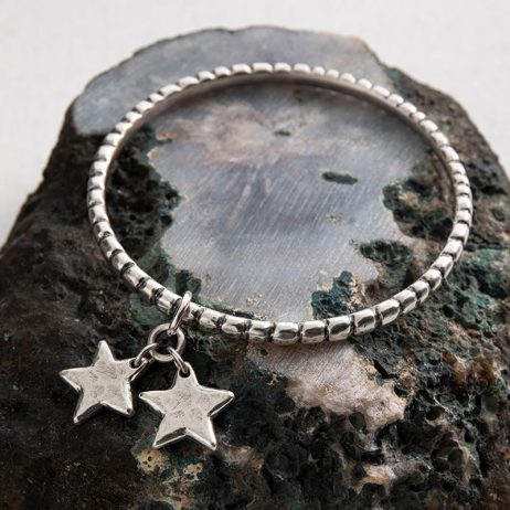 Danon Jewellery Star Shine Double Charm Bangle Silver