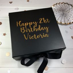 Happy Birthday Personalised Name and Age Luxury Gift Box with Ribbon - Medium