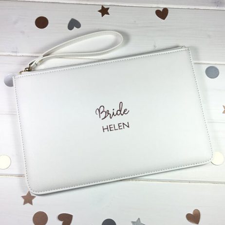 Personalised Bride Clutch Bags with Name and Role