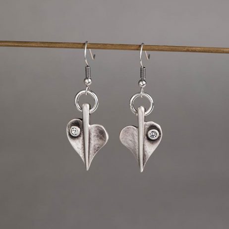 Danon Jewellery Crystal Leaf of Love Drop Silver Earrings