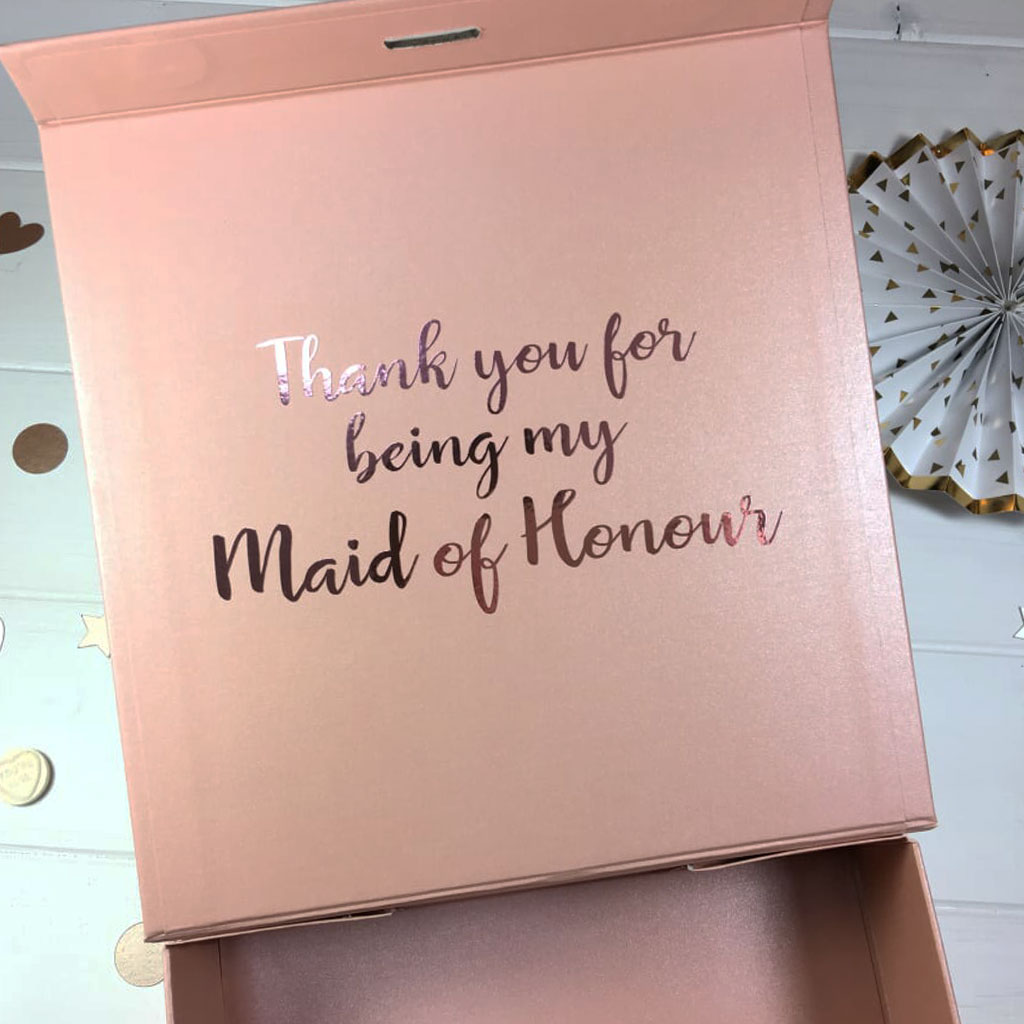 Personalised Thank You For Being My Maid of Honour Luxury Gift Box with Ribbon