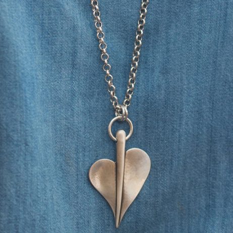 Danon Jewellery Large Leaf of Love Long Necklace Silver