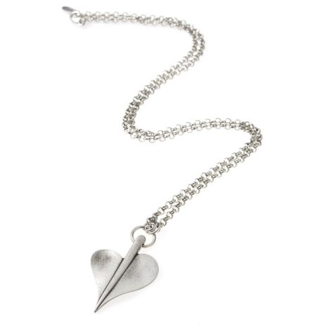 Danon Jewellery Large Leaf of Love Long Necklace Silver