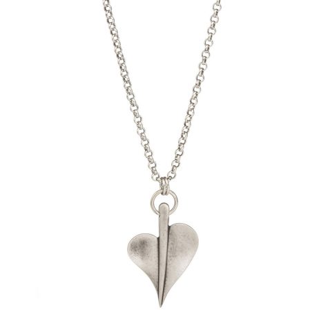 Danon Jewellery Large Leaf of Love Long Necklace Silver