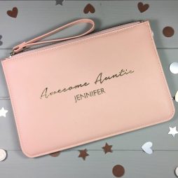 Personalised Awesome Auntie Pouch Clutch Bag, Gifts For Her