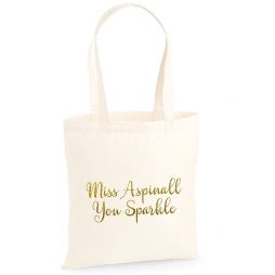 Personalised You Sparkle Tote Bag, Custom Thank You Teacher Gift with Glitter Foil