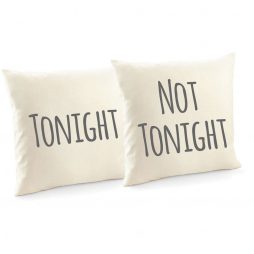 Tonight and Not Tonight Cotton Canvas Cushion Covers and Decorative Throw Pillow Covers - 2 Pack