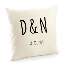 Personalized Initials and Special Date Cotton Cushion Cover | Decorative Home Throw Pillow Cover