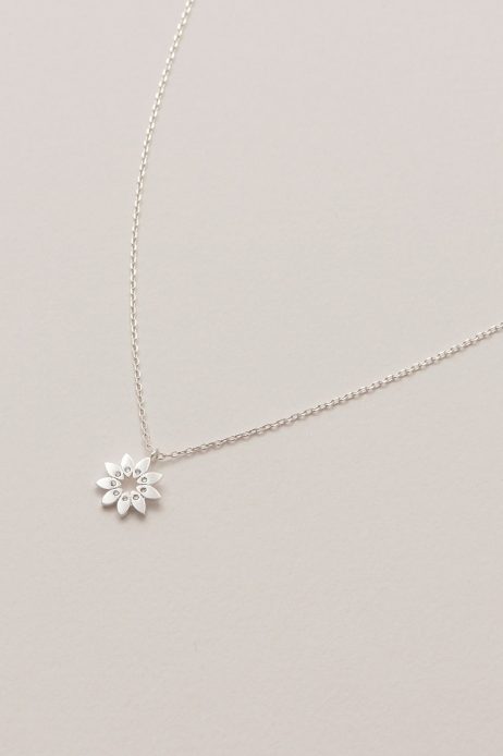 Estella Bartlett Modern Flower Silver Plated Necklace With CZ EB3433C *
