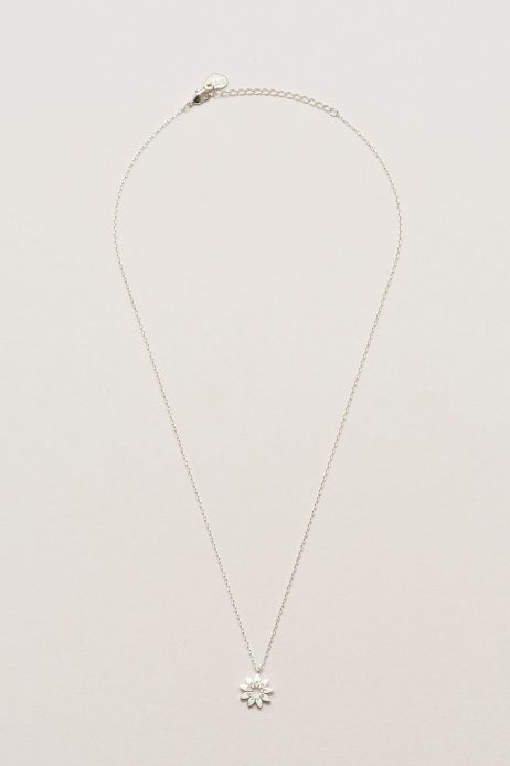 Estella Bartlett Modern Flower Silver Plated Necklace With CZ EB3433C *