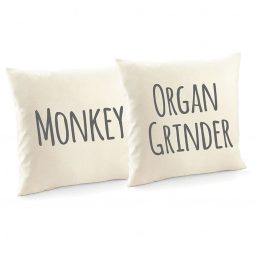 Monkey and Organ Grinder Fun Cotton Cushion Covers and Decorative Throw Pillow Covers - 2 Pack