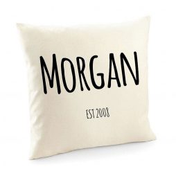 Personalized Name and Date Cotton Cushion Cover | Decorative Home Throw Pillow Cover