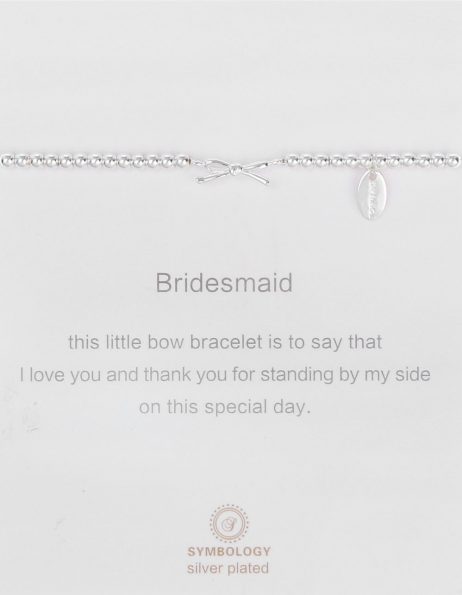 Symbology Bridesmaid Silver Bow Sentiment Bracelet