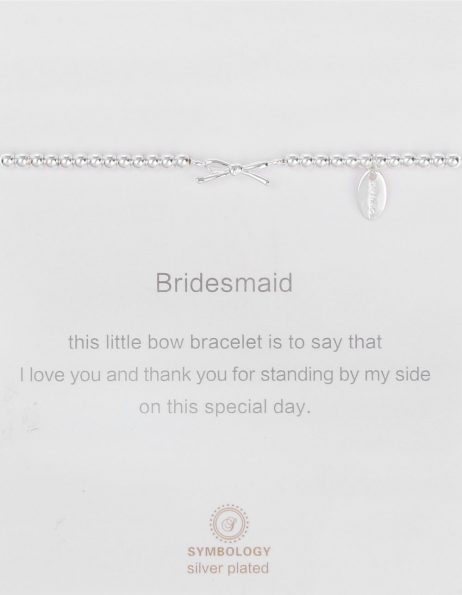 Symbology Bridesmaid Silver Bow Sentiment Bracelet