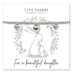 Life Charms Rosey Rabbit For My Beautiful Daughter Silver Bracelet