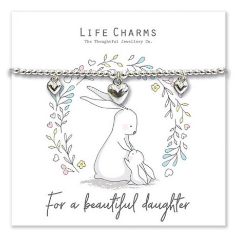 Life Charms Rosey Rabbit For My Beautiful Daughter Silver Bracelet