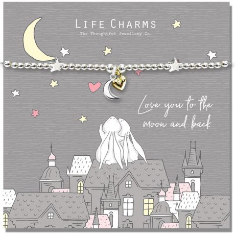 Life Charms Rosey Rabbit  Love You To The Moon and Back Silver Bracelet
