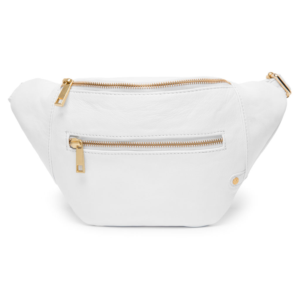 white leather bum bag