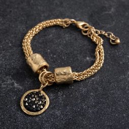 Danon Jewellery Latis Crystal Rock Gold Bracelet Black Crystal B3927GF