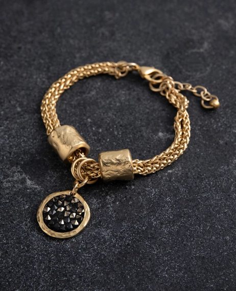 Danon Jewellery Latis Crystal Rock Gold Bracelet Black Crystal B3927GF