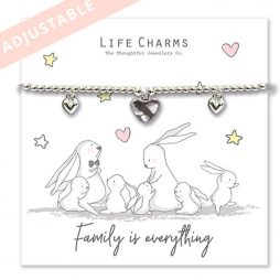 Life Charm Family Is Everything Rosey Rabbits Silver Hearts Bracelet
