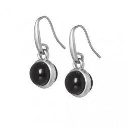 Sence Copenhagen Signature Black Agate Worn Silver Drop Earrings