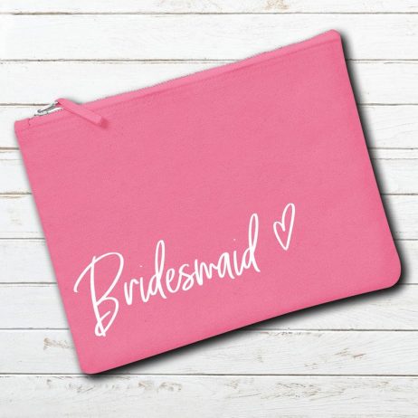 Personalised Bridesmaid Makeup Bag with Name and Heart