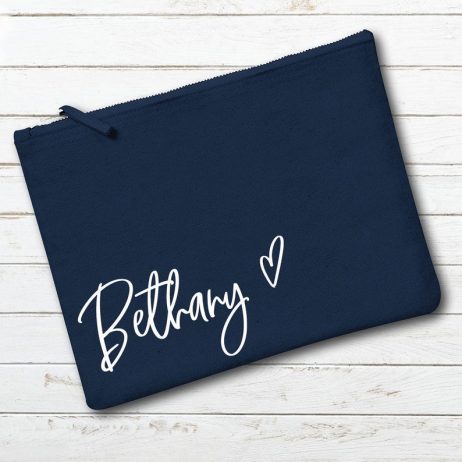 Personalised Bridesmaid Makeup Bag with Name and Heart