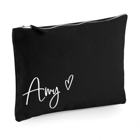 Personalised Bridesmaid Makeup Bag with Name and Heart