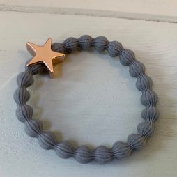 Lupe Star Charm Stackable Hair Tie Bracelet - Grey Rose Gold